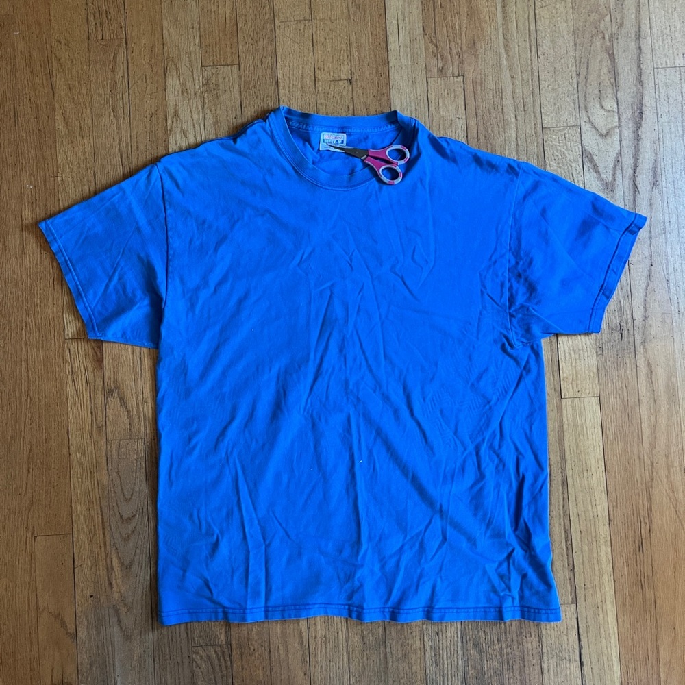 VINTAGE 90s XL HANES BEEFY TEE BLANK LIGHT BLUE W COOL WEAR STREETWEAR art